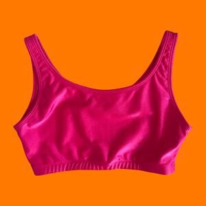 80's 90's vintage hot pink shiny shimmery sports bra XL workout athleisure